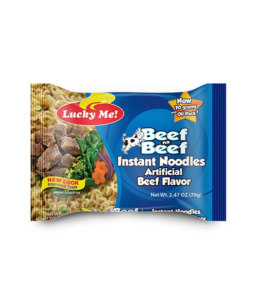 Lucky Me Instant Beef Flavoured Noodles with Garnish
